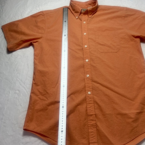 LL Bean Men’s Short Sleeve Burnt Orange Check Shirt 100% Cotton - Picture 5 of 8